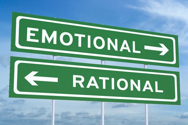 Känslomässiga eller rationell koncept på vägskyltar — Stockfoto