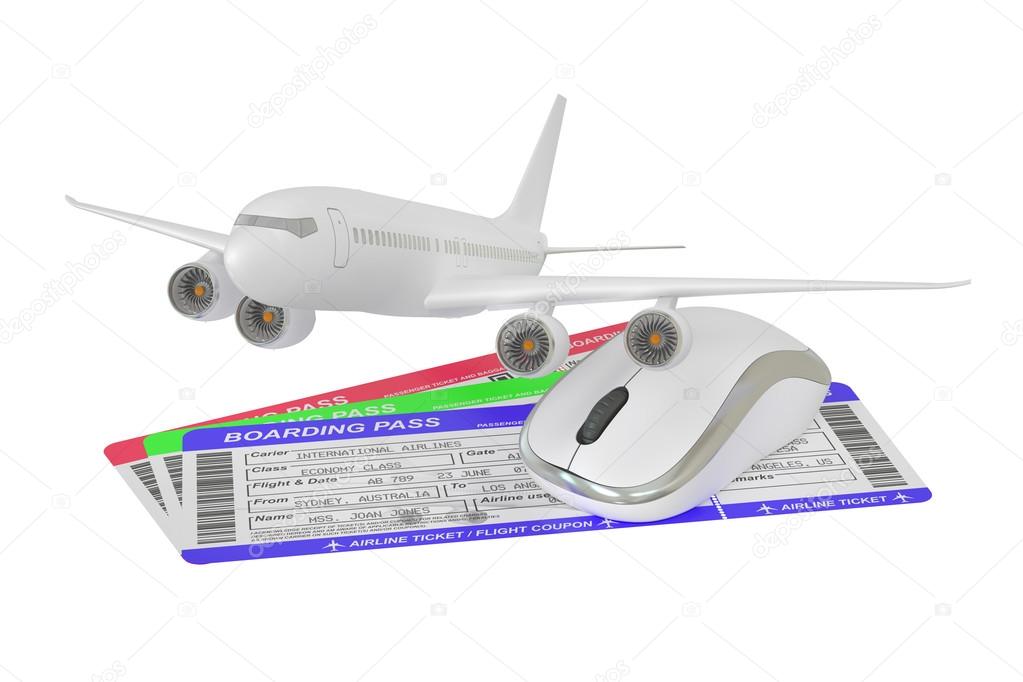 Buying air tickets online concept