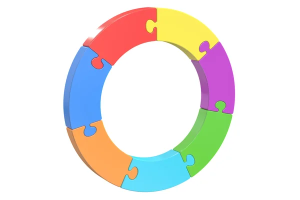 Puzzle círculo, estratégia e conceito de sucesso, renderização 3D — Fotografia de Stock