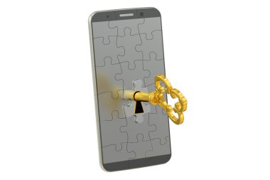 anahtar, 3d render ile Smartphone