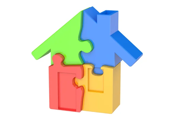 Home puzzle, rendering 3D — Foto Stock