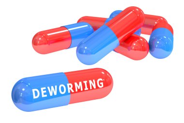 deworming concept with pills, 3D rendering clipart