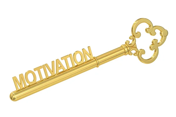 Concepto de motivación con llave dorada, renderizado 3D — Foto de Stock