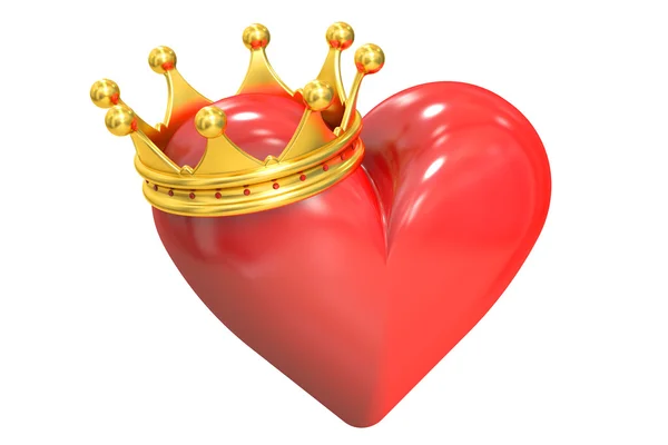 Heart with crown, 3D rendering — Stock Photo, Image