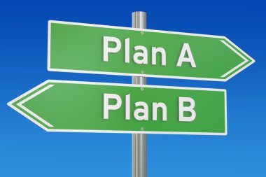 plan A veya B planı yol tabelasını, 3d yeniden alternatif seçenekleri