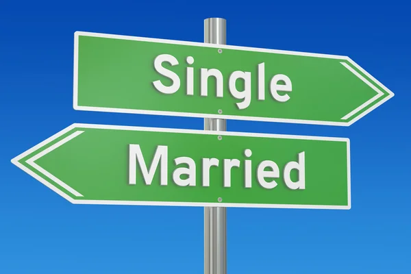 푯 말, 3d 렌더링에 단일 또는 결혼 개념 — 스톡 사진