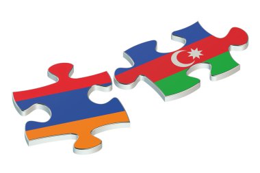 Ermenistan ve Azerbaycan çatışma kavramı, 3d render