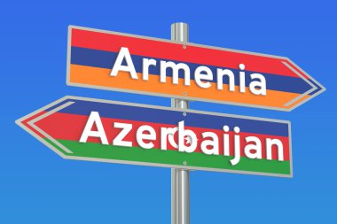 Ermenistan ve Azerbaycan kriz kavramı, 3d render
