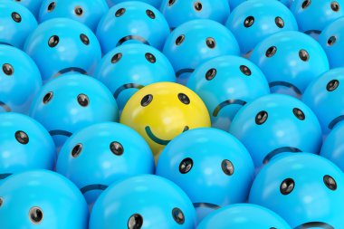 üzücü olanları, 3d render arasında mutlu gülen