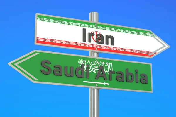 伊朗和沙特阿拉伯危机冲突概念，3d 渲染 — 图库照片