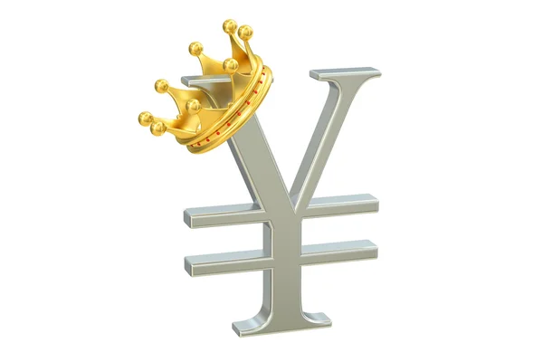 Yen o yuan con corona, representación 3D —  Fotos de Stock