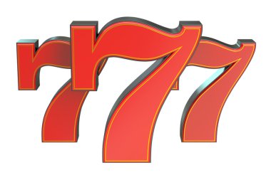 777 şanslı jackpot sembolü, 3d render