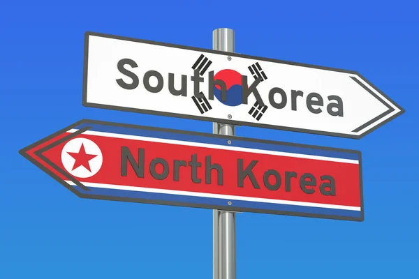 Corea del Sur y Corea del Norte concepto de relaciones, representación 3D — Foto de Stock