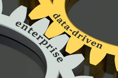 data-driven enterprise on the gear, 3D rendering clipart