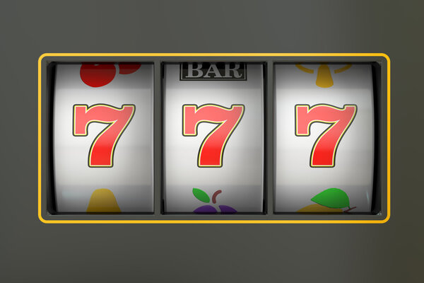 Символ казино 777 джекпотов, 3D рендеринг
