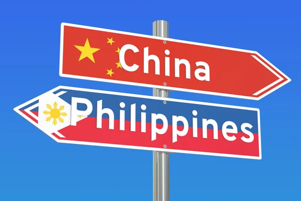 Chine et Philippines concept de conflit, rendu 3D — Photo