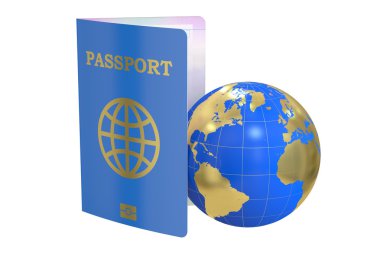 Küre, 3d render ile uluslararası pasaportu