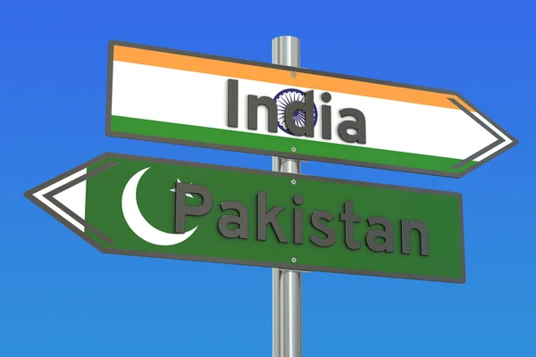 Hindistan ve Pakistan ilişkileri kavramı, 3d render — Stok fotoğraf