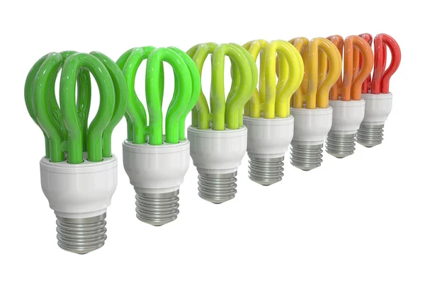 Energy efficiency chart with saving lamps concept, 3D rendering — Stock Photo, Image