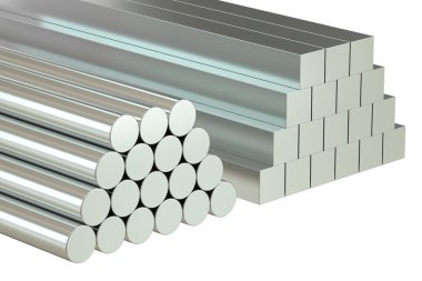 yuvarlak çubuklar ve kare çubuklar, Metal Ürünler. 3D render