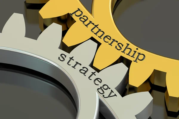 Strategie concept van het partnerschap op de tandwielen, 3D-rendering — Stockfoto