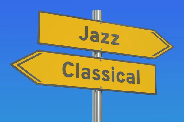 Conceito Jazz versus Clássico, renderização 3D — Fotografia de Stock