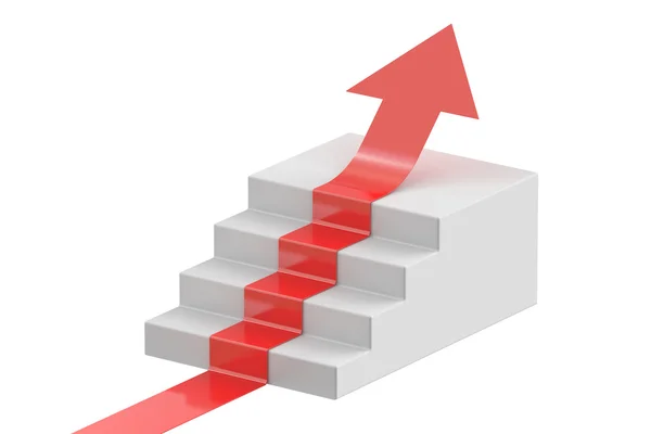 Pfeil auf einer Treppe, Leader-Konzept. 3D-Darstellung — Stockfoto