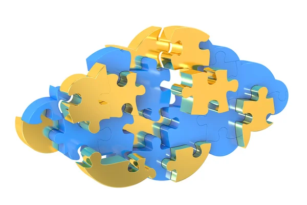 Cloud-Dienste aus Puzzles, 3D-Rendering — Stockfoto