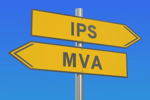 Concepto IPS vs MVA, renderizado 3D — Foto de Stock