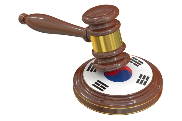 Tahta tokmak ile bayrak, Güney Kore, 3d render — Stok fotoğraf