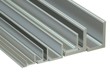 metal L-bar, açıları haddelenmiş. 3D render