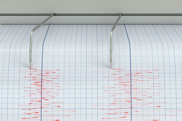 Seismograaf aardbeving activiteit concept, 3D-rendering — Stockfoto