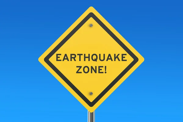 地震黄色道路標識 3 d レンダリング — ストック写真