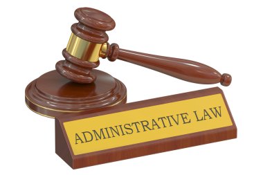 Wooden gavel Administrative law concept. 3D rendering clipart