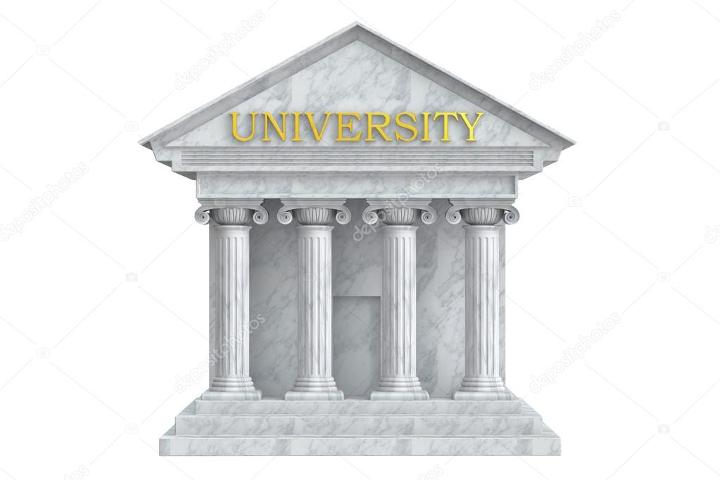 University building with columns, 3D rendering