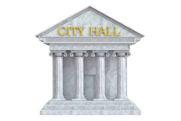 здание мэрии с колоннами, 3D рендеринг
