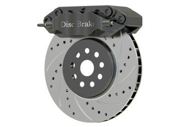 Araba disk fren ve kumpas. 3D render