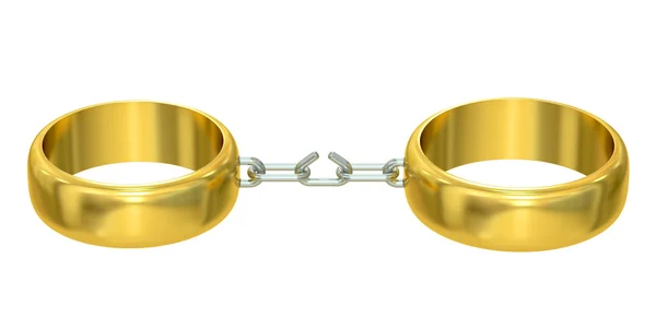 Concepto de divorcio con anillos de boda, representación 3D —  Fotos de Stock
