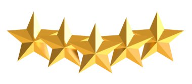 Beş altın yıldız, 3d render