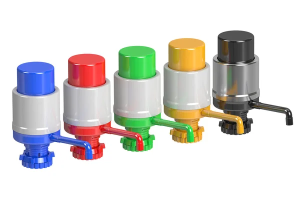 Набір пляшкових насосів для питної води Gallon, 3D рендеринг — стокове фото