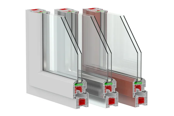 Perfiles plásticos de Windows, representación 3D — Foto de Stock