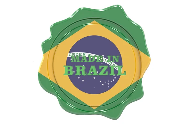 Vyrobené v Brazílii pečeť, razítko. 3D vykreslování — Stock fotografie