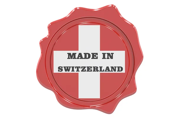 Hecho en Suiza sello, sello. Renderizado 3D —  Fotos de Stock