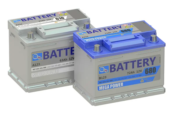 Batterien Auto, 3D-Rendering — Stockfoto