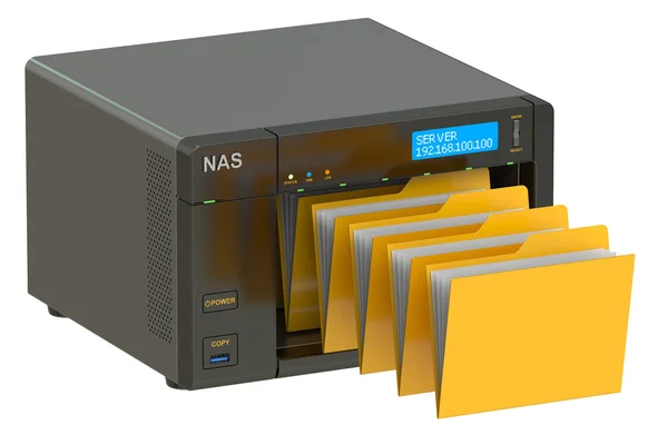 Nas, Konzept der Datenspeicherung. 3D-Darstellung — Stockfoto