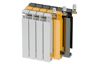 termostatik radyatör vanaları ile radyatörler Isıtma 3d renderin