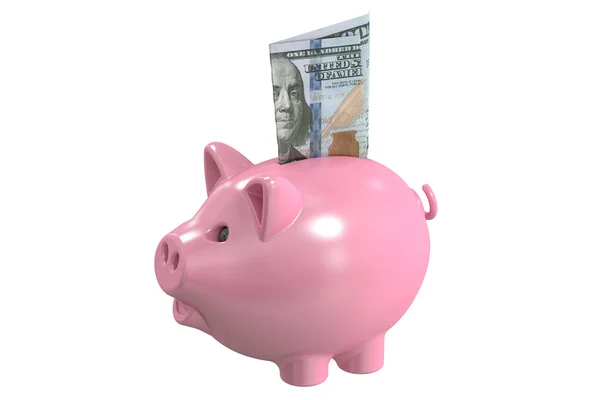 Κουμπαράς και χρήματα, 3d rendering — Φωτογραφία Αρχείου