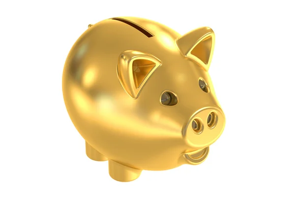 Golden piggy bank, 3D rendering — Stock Photo, Image