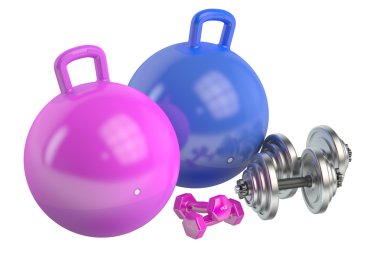 Fitness ve spor ekipmanları, 3d render
