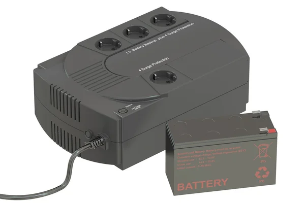 Avbrottsfri elkälla Ups med batteri. 3D-rendering — Stockfoto